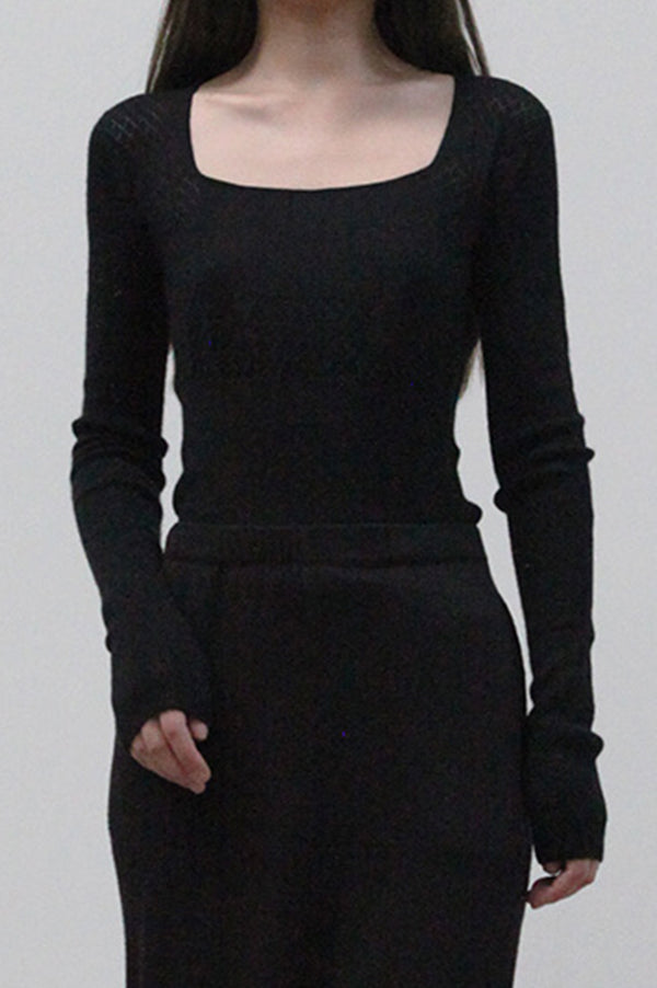 SWAYING/KNIT Seamless Cashmere Top SW212SZ01 Black PS8